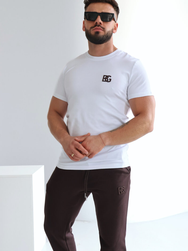 T-SHIRT MĘSKI BG BOND | BIAŁY-GORZKA CZEKOLADA