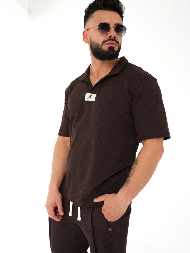 T-SHIRT POLO MĘSKI BG BOOST | GORZKA CZEKOLADA