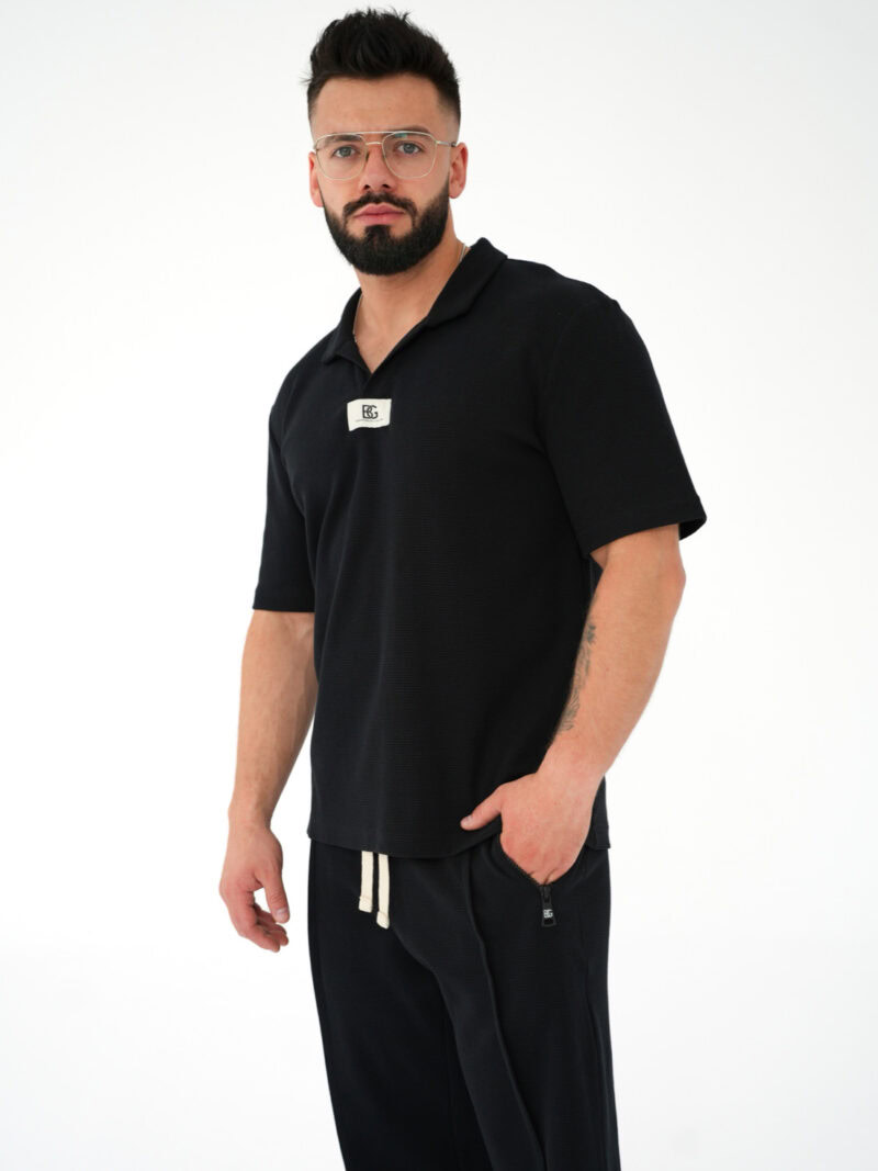 T-SHIRT POLO MĘSKI BG BOOST | CZARNY