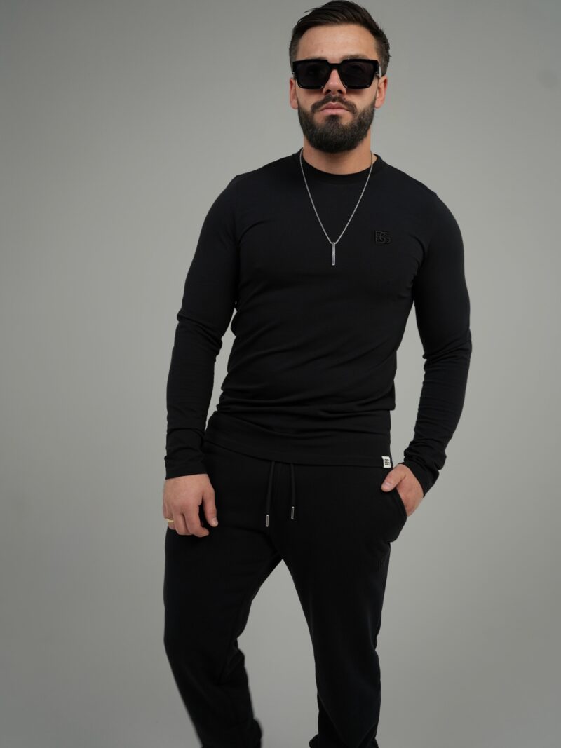 T-SHIRT LONGSLEEVE MĘSKI BG LINE | CZARNY