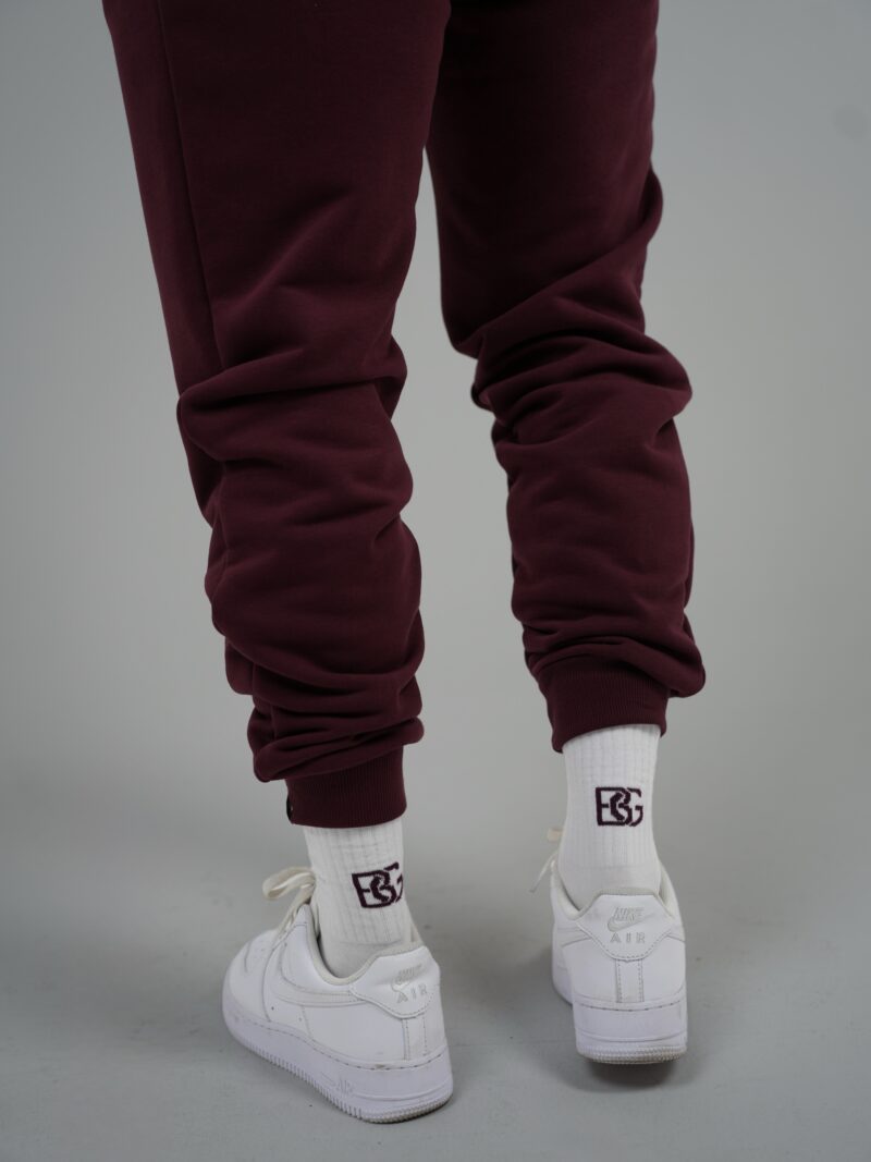 SKARPETY BG STEP | BIAŁY–BORDO