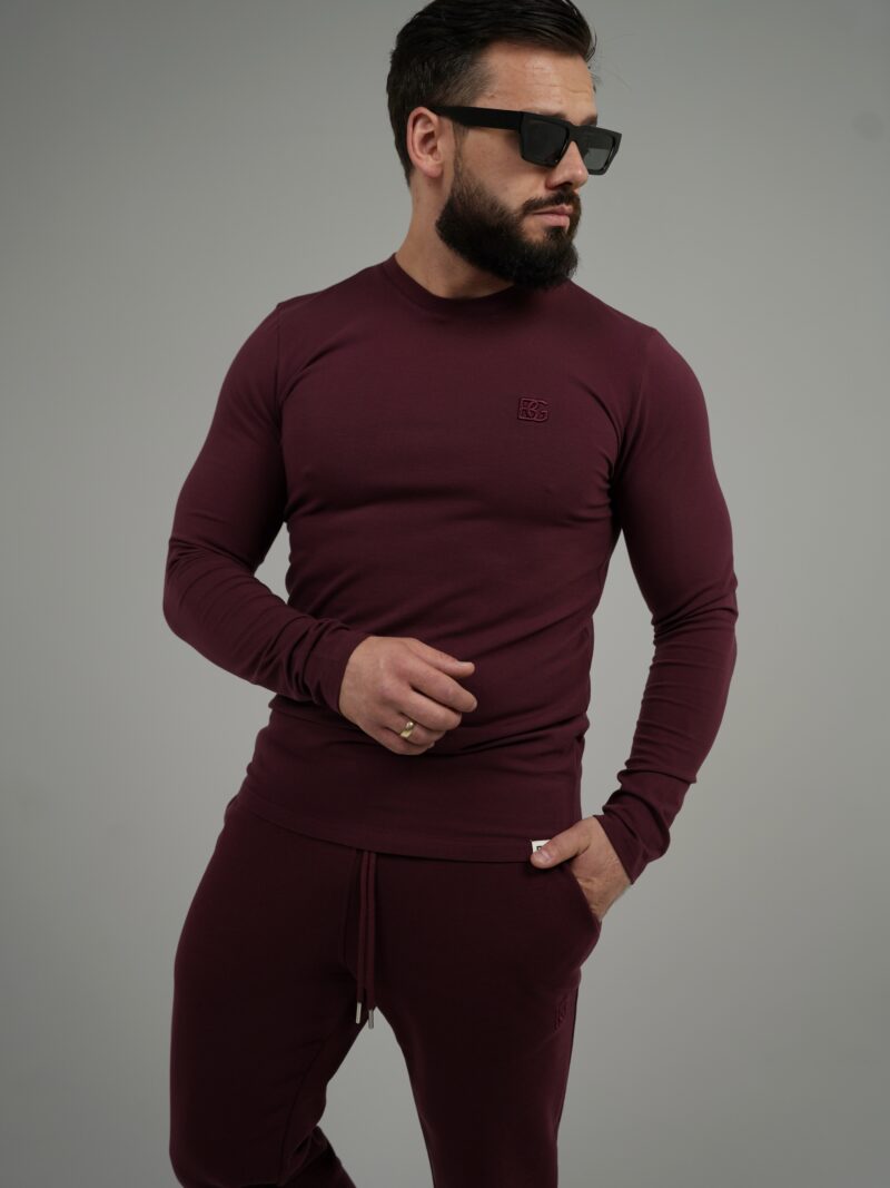T-SHIRT LONGSLEEVE MĘSKI BG LINE | BORDO