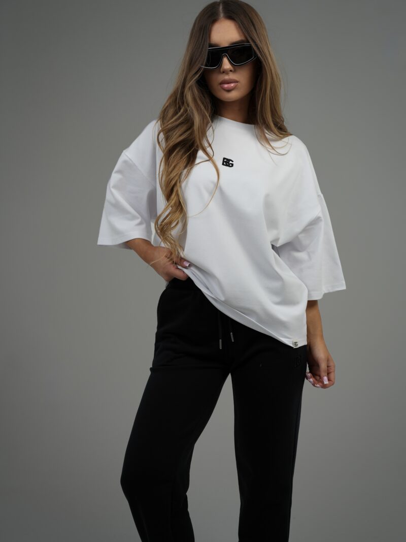 T-SHIRT DAMSKI BG DRAPE | BIAŁY-CZARNY