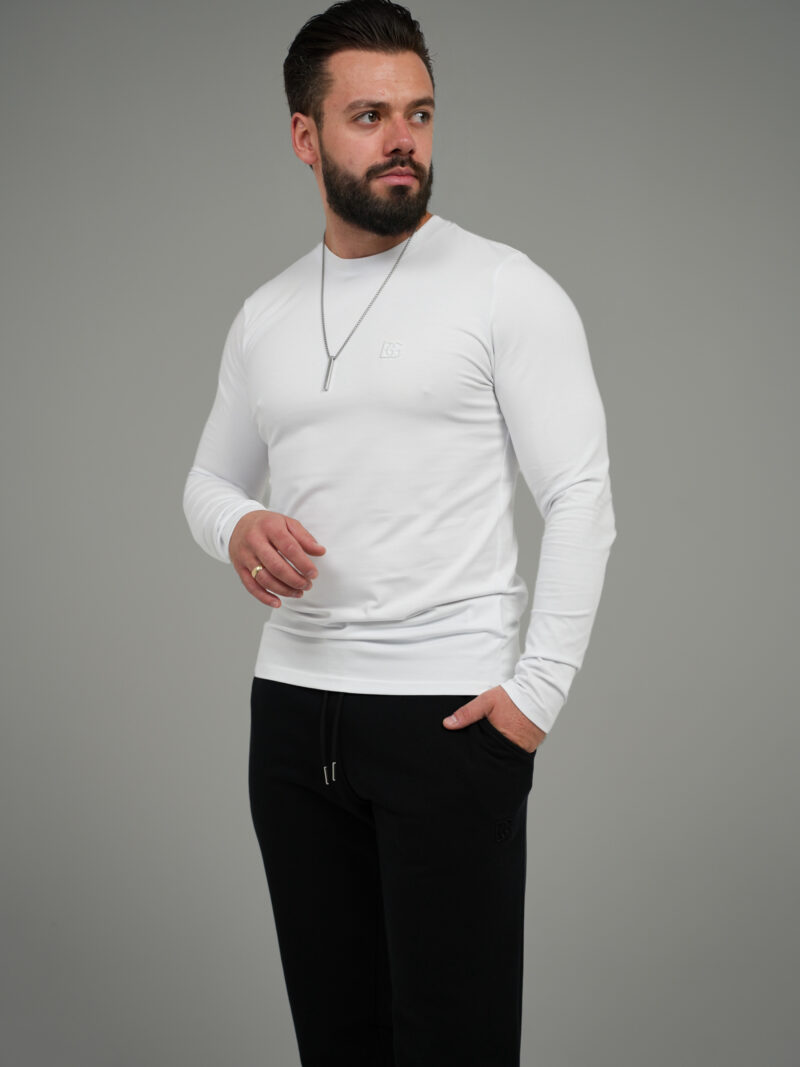 T-SHIRT LONGSLEEVE MĘSKI BG LINE | BIAŁY