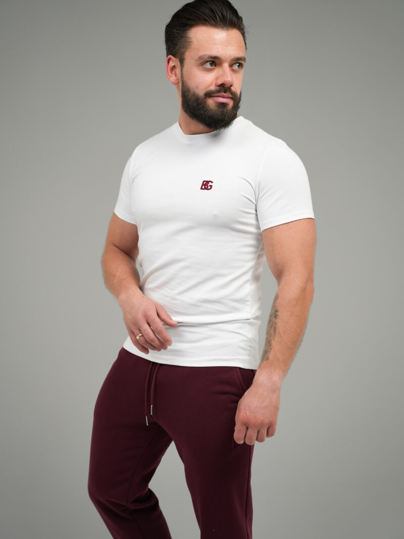 T-SHIRT MĘSKI BG FORM | BIAŁY-BORDO