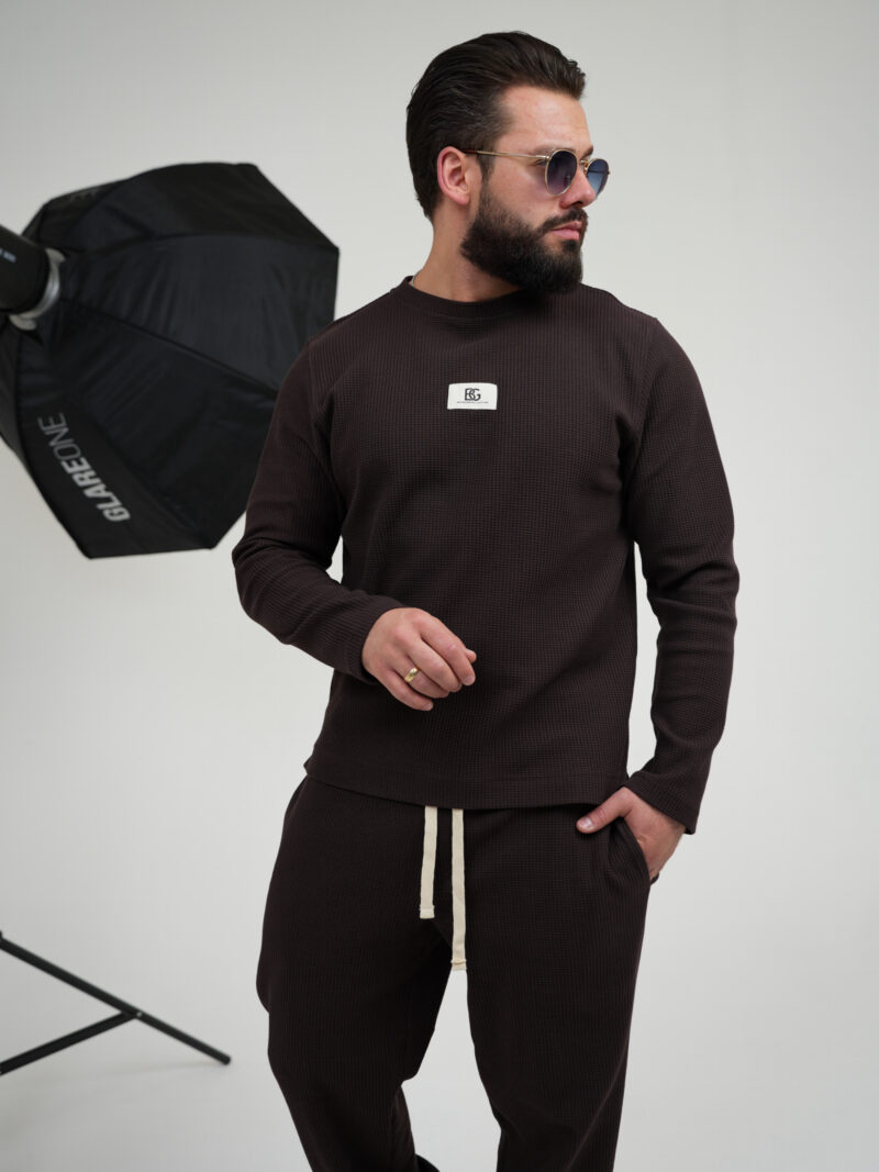 T-SHIRT LONGSLEEVE MĘSKI BG TEXTURE | GORZKA CZEKOLADA