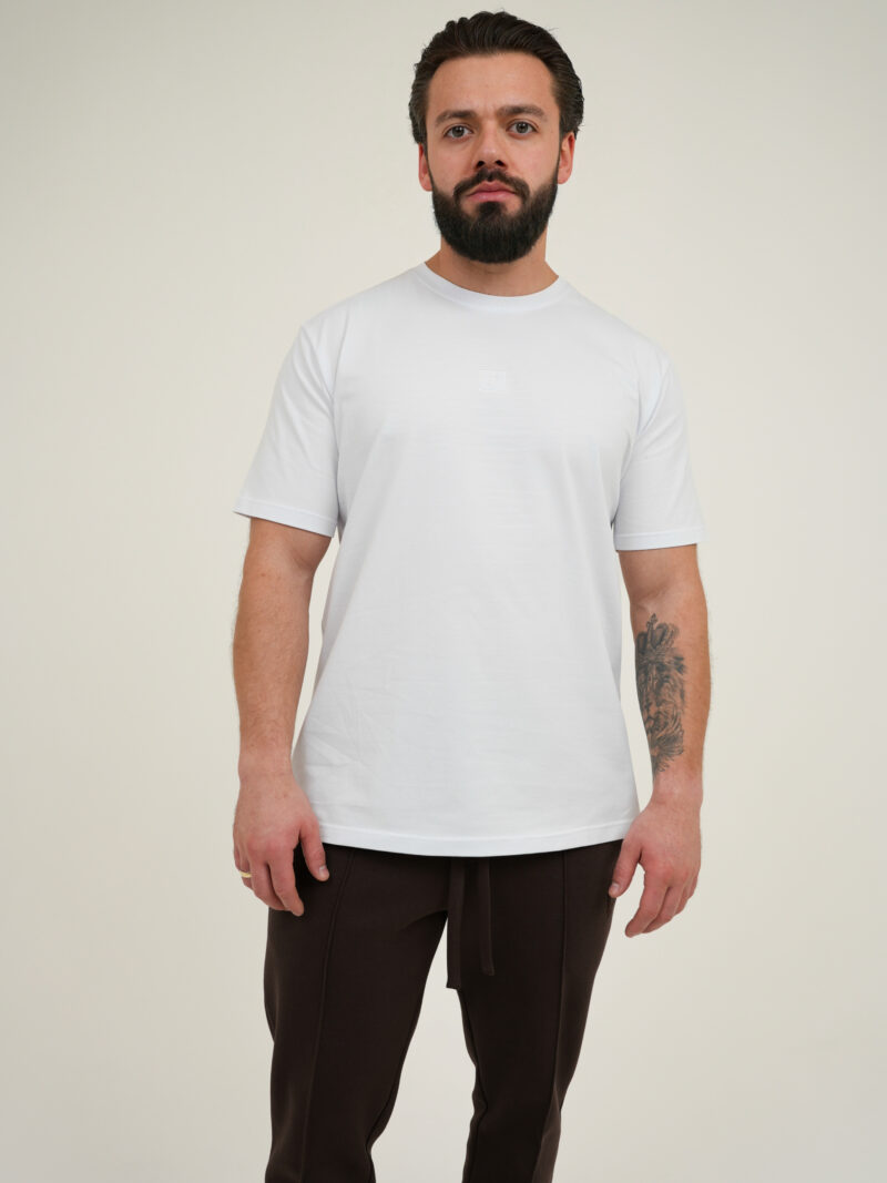 T-shirt męski regular BG MARK – biały, przód