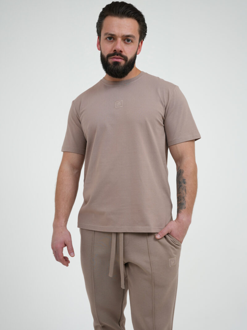 T-shirt męski regular BG MARK – beż, przód